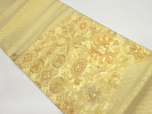 佐賀錦切り嵌め風花唐草に華文・笹蔓緞子模様織出し袋帯